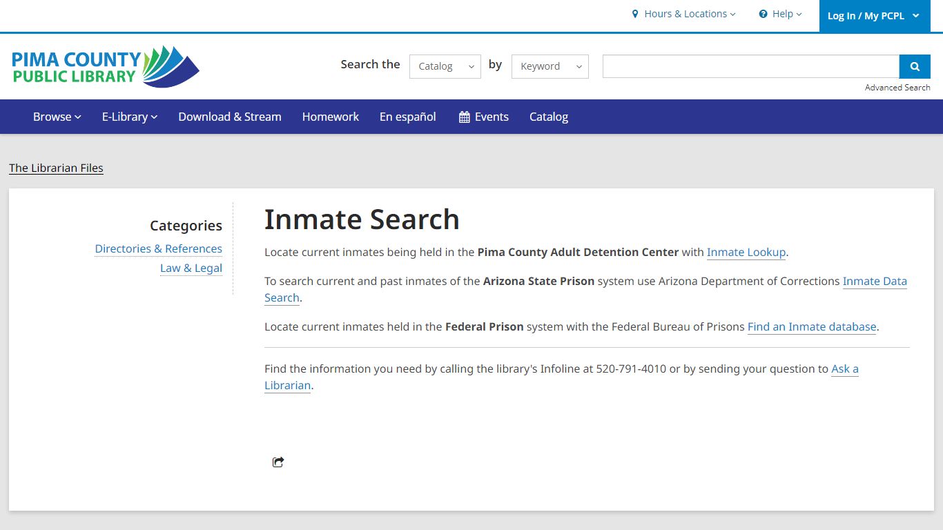 Inmate Search | Pima County Public Library